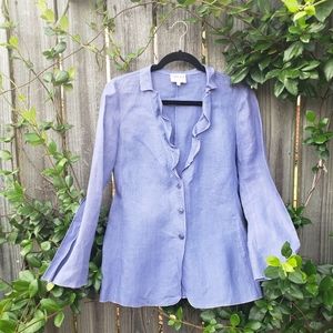 Armani Collezioni lilac purple linen ruffle blouse